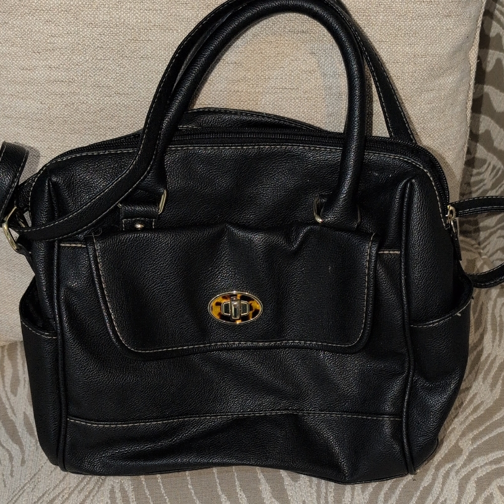 Elegant Black Unbranded vegan Leather Handbag